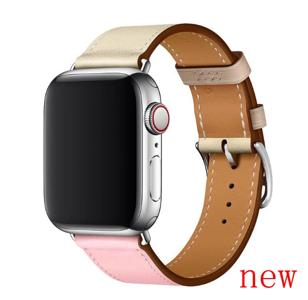 Лучшая цена для Apple Watch, кожаный ремешок-манжета, 42 мм, 38 мм, 40 мм, 44 мм, браслет для iWatch, ремешок серии 4, 3, 2, 1, серия 5 - Цвет ремешка: Single-Rose Sakura