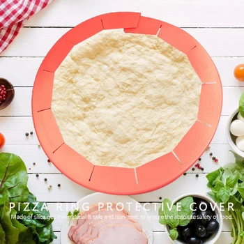 

2pcs/set Adjustable Pizza Protector Cover Silicone Pie Crust Shield Kitchen Cooking Gadgets Household Cooking Accessories