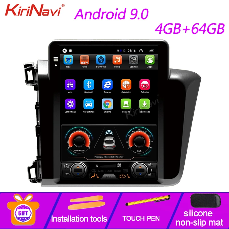 Вертикальный экран KiriNavi 10 4 дюйма в стиле Теслы Android 9 0 автомобильное радио для Honda