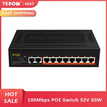 

100M POE Network Switch 52V 93W Ethernet Switch 8*100M POE+2*100M Uplink Port with VLAN Function for POE Camera Security Monitor