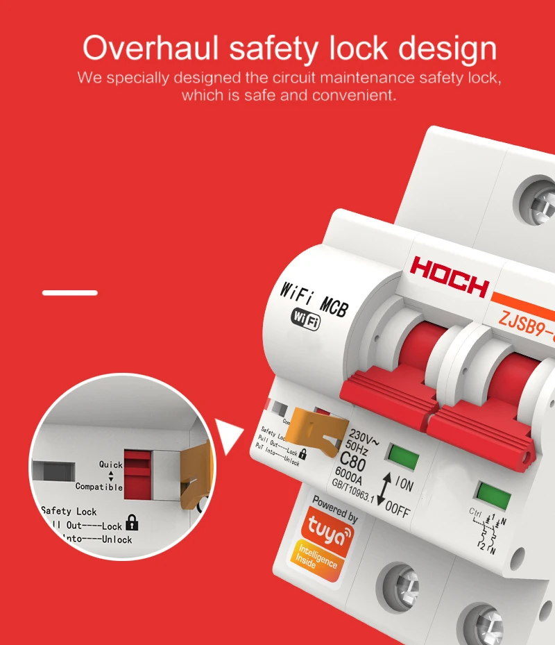 Hoch ZJSB9-80Z tuya wi fi disjuntor vida