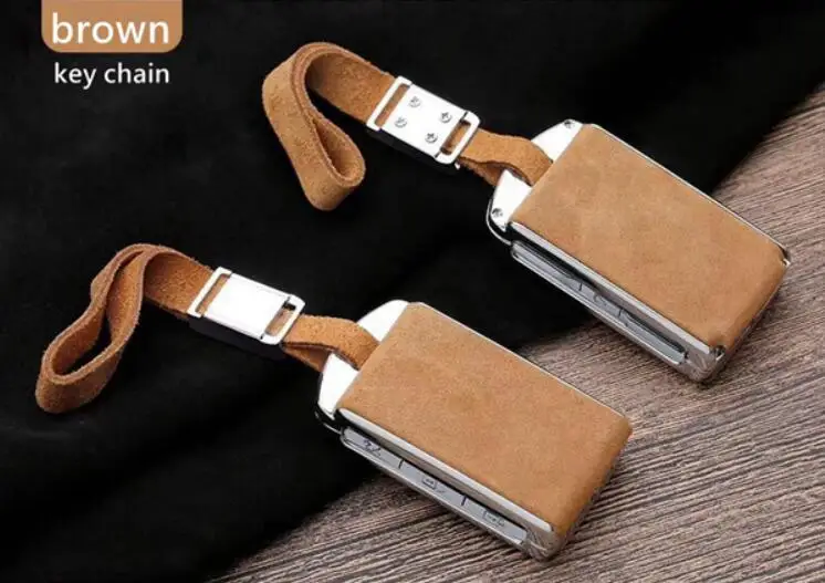 brown key chain Для Volvo XC90 XC60 S90 V90 автомобильный Гальванизированный Сплав& Sued Кожаный Брелок чехол Крышка Брелок смарт ключ Замена Крышка - Название цвета: brown key chain