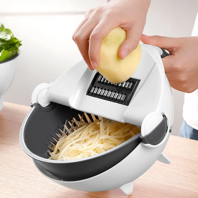 

2 in 1 Multi-Function Vegetable Slicer Cutter Strainer Basket Potato Carrot Onion Chopper Spirallizer Vegetable Mandoline Grater