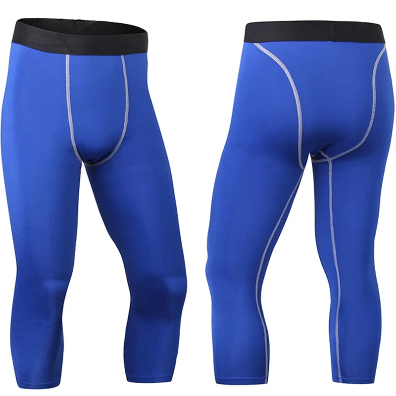 Quick Dry Elastic Men's Capris Running Tights Compression Sports Leggings Gym Fitness 3/4 Pants Workout Yoga Bottoms Customized