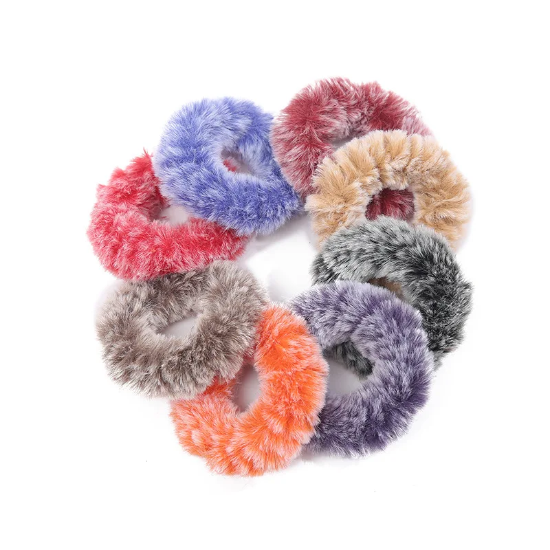 

2019 New Fluffy Fur Furry Scrunchie Elastic Hair Bands Soft Plush Hair Ring rope Ponytail Holders For Girls Hair accessories