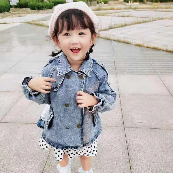 Spring Children's Denim Jackets Girl Jean Embroidery Jackets Girls Kids clothing baby Lace coat Casual outerwear Windbreaker fleece coats