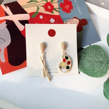 

SQUERIM Retro Oil Painting Tray Oval Creative Drop Earrings for Women Jewelry Simple Hyperbole Gorgeous Dangle Earri