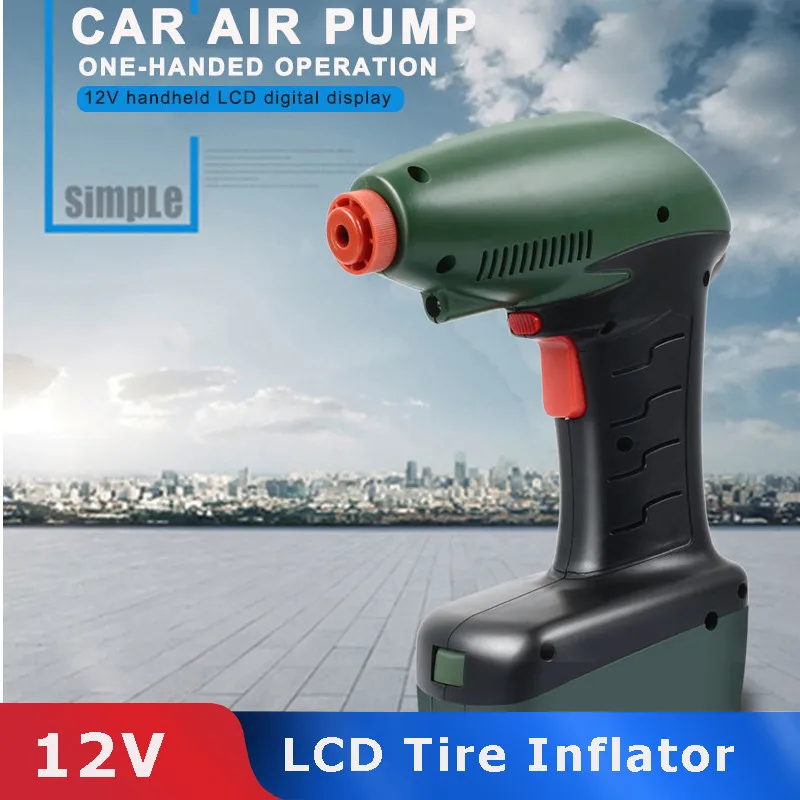 

Vehemo Universal Air Compressor Car Motor Tire Convenient DC 12V 50L/min LCD Screen Nozzle Pressure Gauge Inflator Tire Inflator