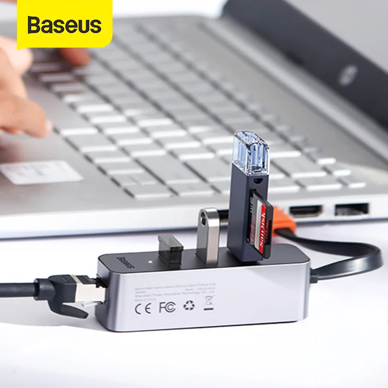 Baseus USB Ethernet адаптер 2 в 1 Type C к RJ45 сетевой концентратор для карт 1000 Мбит/с MacBook Pro Mi Box