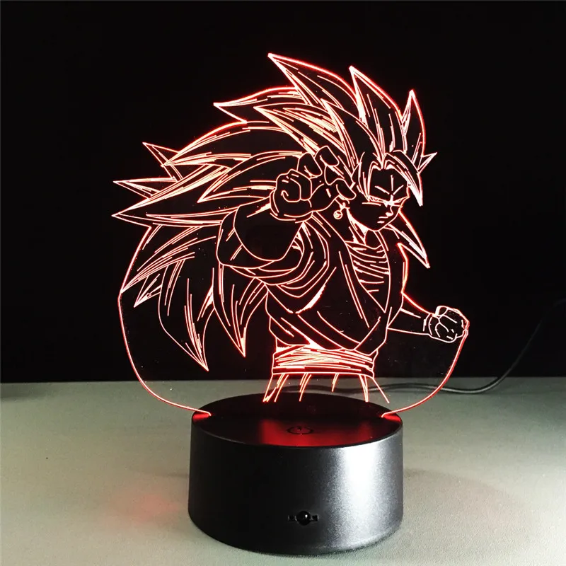 Dragon Ball Z Вегета ГОКу супер сайян, «Жемчуг дракона 3D светодиодный Ночной светильник 7 цветов сенсорный оптический Иллюзия фигурку настольная лампа украшения