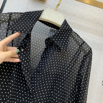 

2020 Autumn New Dresses Women Polka Dot Printed Silk Dress