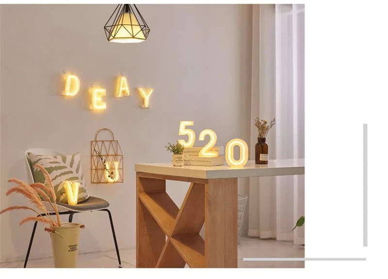 16CM Height 3D White Letters Wedding Decoration Ornaments 0-9 Numbers LED Light Indoor Wall Hanging Birthday Party Xmas Decor