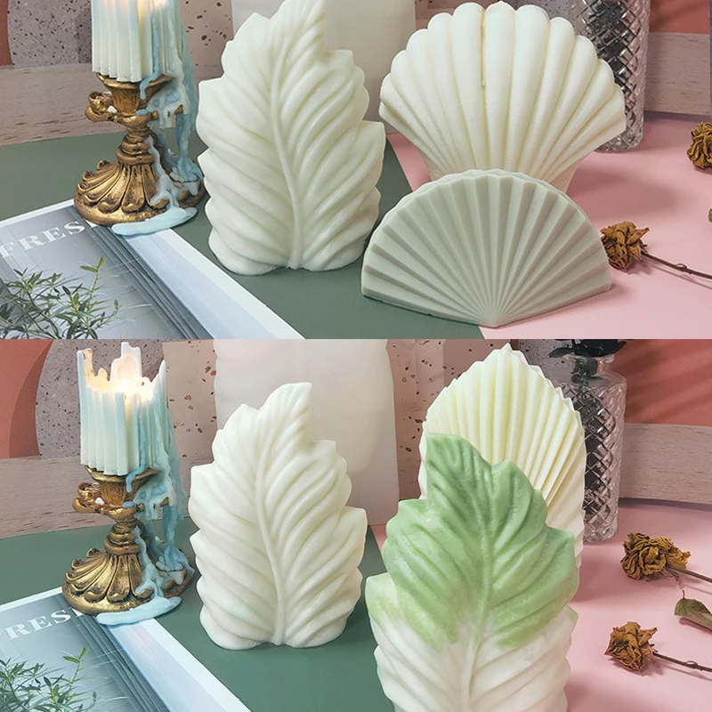 New Big Coral Shell Shape Candle Silicone Mold 3D Aromatherapy Handmade Soy Wax Candle Crafts Mould Forms Plaster Home Decor