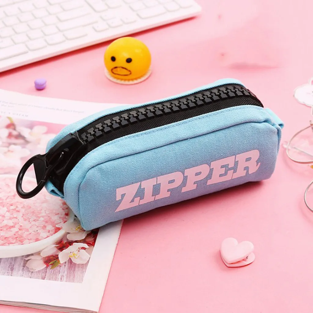 Zipper Pen Bag Large Capacity Simple Canvas Pencil Case Pencil Case Pencil Bag Storage Plumier Scolaire Rangement