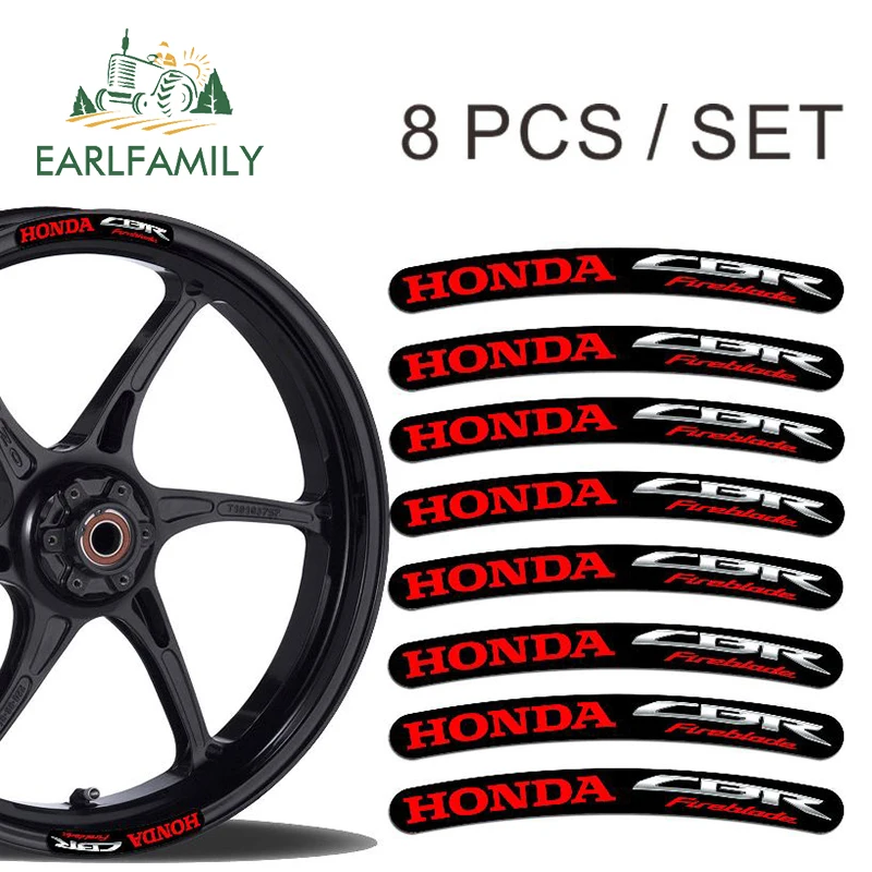 EARLFAMILY 13 см x 1,7 см 8x для HRC Honda Racing Rim стикер s колеса полосы Набор Автомобиль Мотоцикл Наклейка плоский клей Наклейка