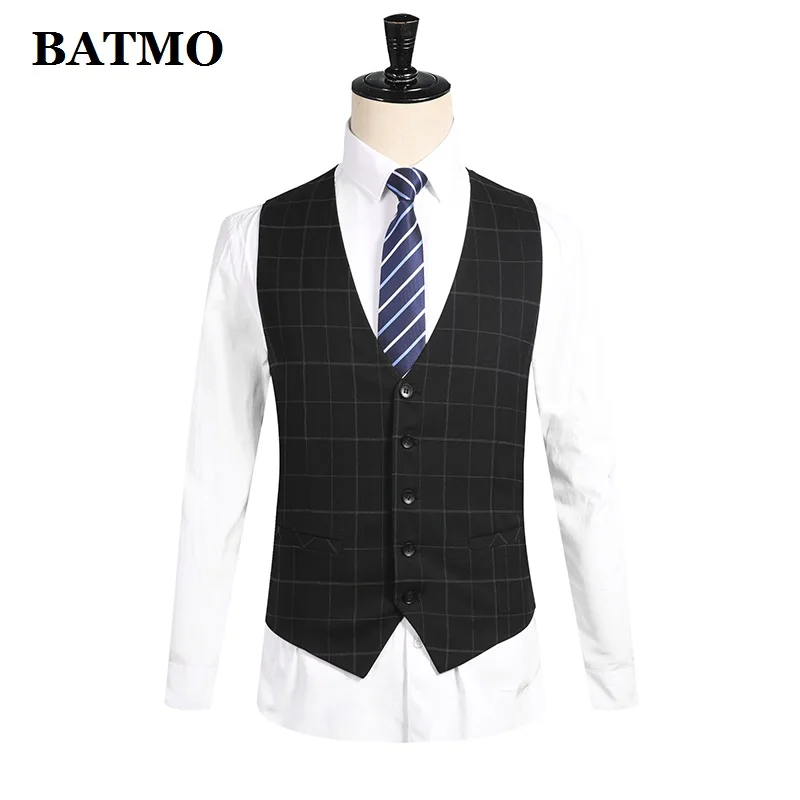 BATMO, Новое поступление, высокое качество, мужские клетчатые костюмы, Мужская Свадебная одежда, пиджак+ брюки+ жилет, 5685