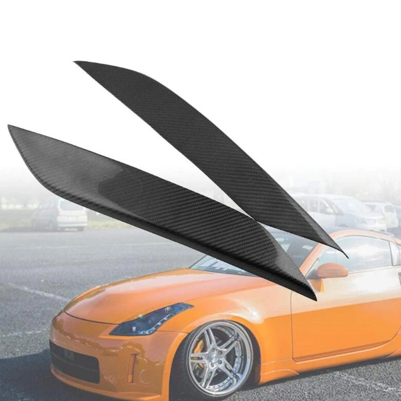 Черные накладки на веки из углеродного волокна для 2003-2008 Nissan 350Z Fairlady Z Z33(упаковка из 2 шт
