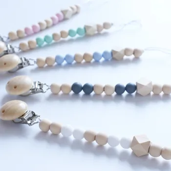 

2020Baby Pacifier Clip Chain Wooden Holder Soother Pacifier Clips Leash Strap Nipple Holder For Infant Feeding Baby Chew Toy Hot