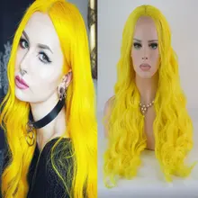 Bombshell, желтый цвет, 13*4, синтетический парик на кружеве, без клея, волна воды, жаропрочные волокна, волосы, средний пробор для женщин, парики