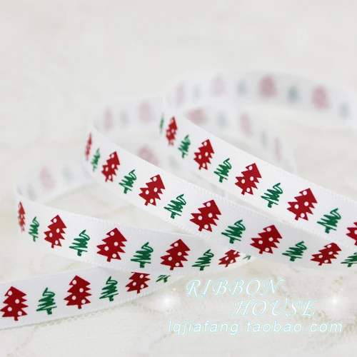 red white tree 2 м/лот) 3/8 ''(10 мм) белый, зеленый, красный 20 стилей печати корсажные атласные ленты рождественские украшения - Цвет: red white tree