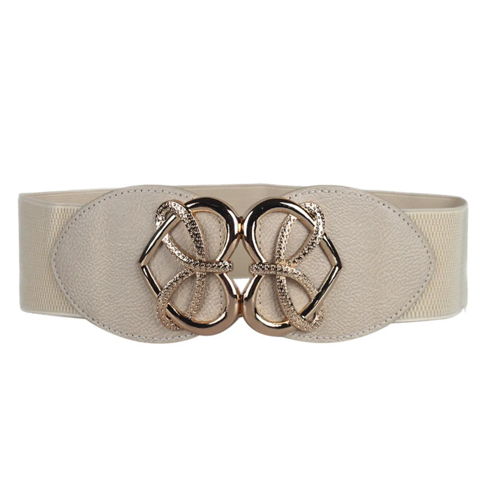 Jaycosin Adjustable Unisex Retro Fashion Decorative Elastic Wide Waistband Popular Metal Button Casual Leisure Belt