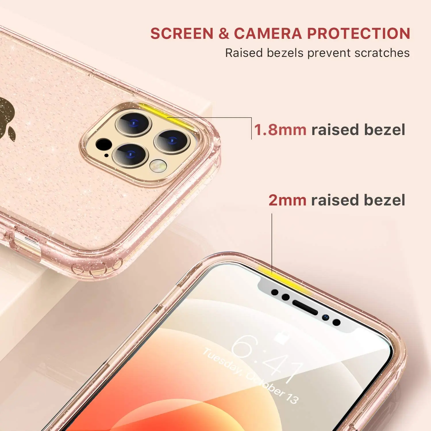 360 Full Body Protective Phone Case For iPhone 14 Pro Max Luxury Glitter Bling Transparent Cover - iPhone 14 Case