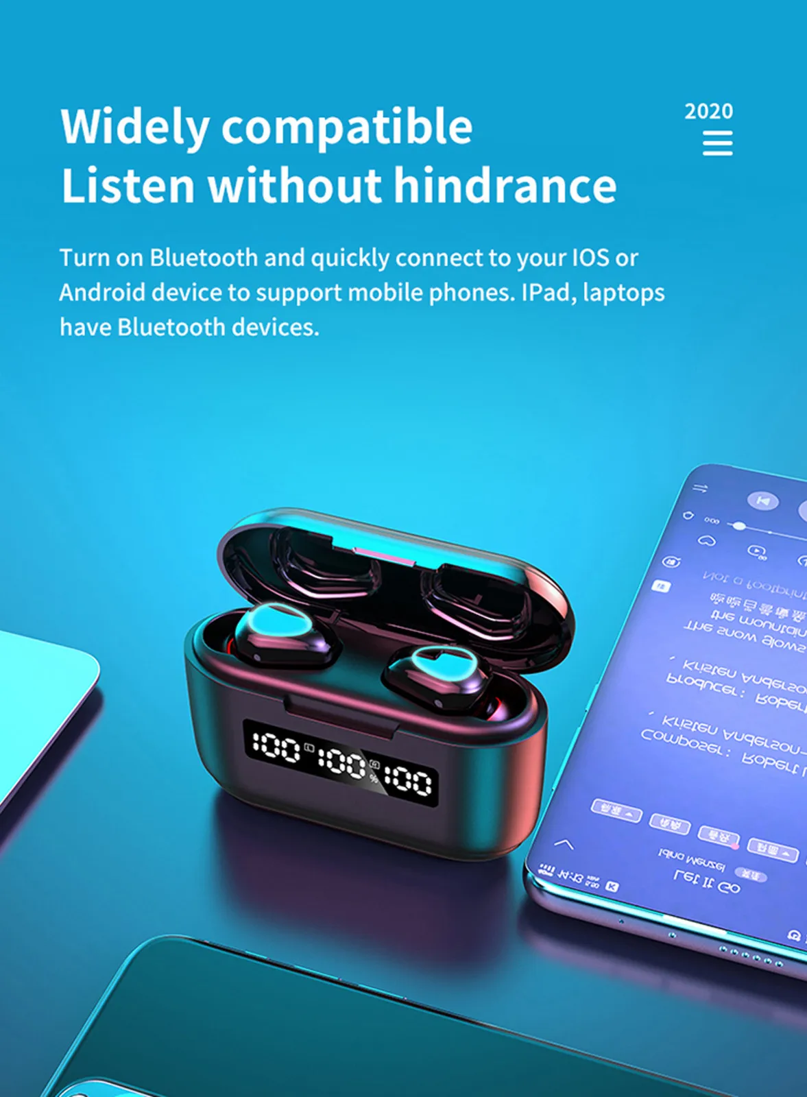 Earphones bluetooth hifi noise Wireless Bluetooth 5 1 Headset Power Display Stereo Earbuds Sport Headphone Touch Control