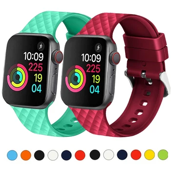 

sport silicone band for apple watch strap 44mm 40mm iwatch band 42mm 38mm watchband bracelet Apple watch 5 4 3 2 diamond pattern