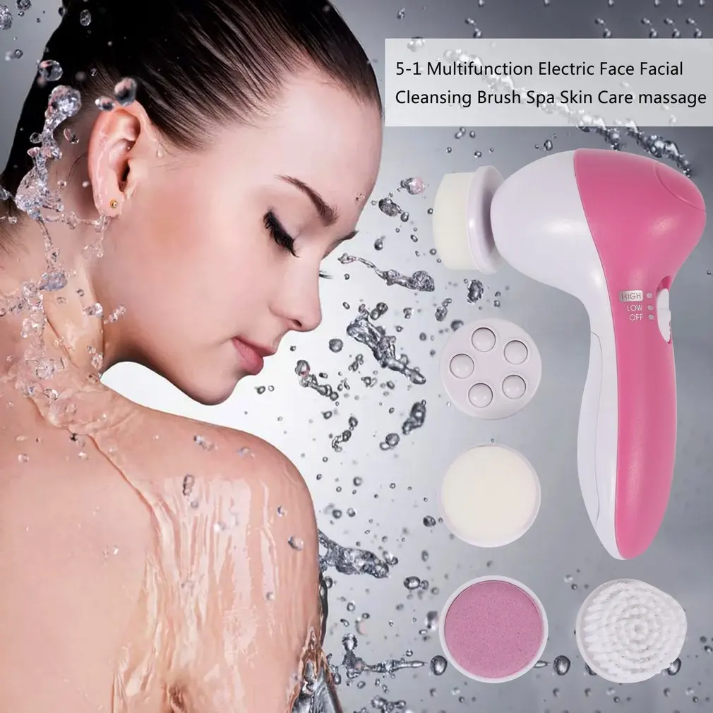 5 in1Set Electric Facial Cleansing Body Massage Face Scrub Washing Brush Skin Care SPA Beauty Relief | Инструменты
