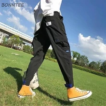 Брюки мужские размера плюс черные осенние уличные модные студенческие спортивные штаны высокого качества мужские брюки длиной до щиколотки Новинка Свободные