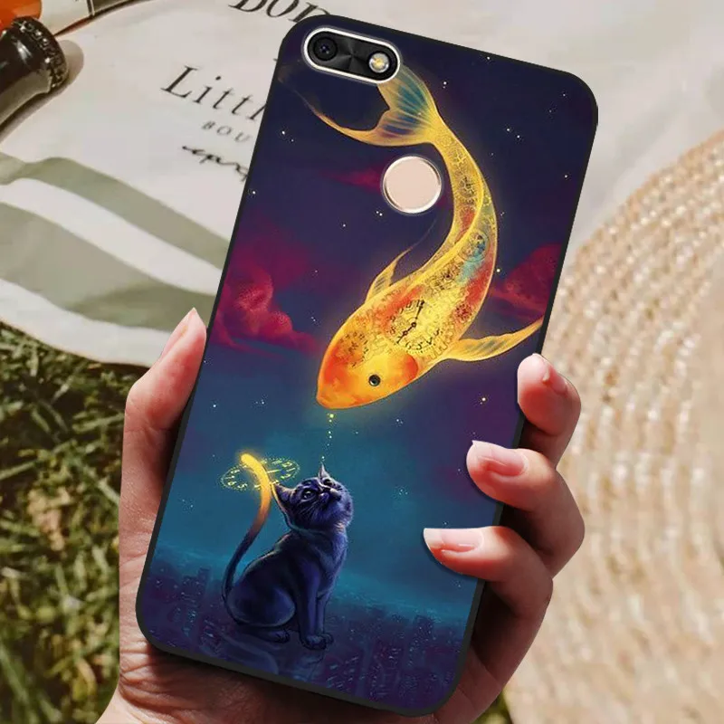 Huawei P Smart 5.65-inch TPU Soft Silicone Cute Wolf Back Cover Case