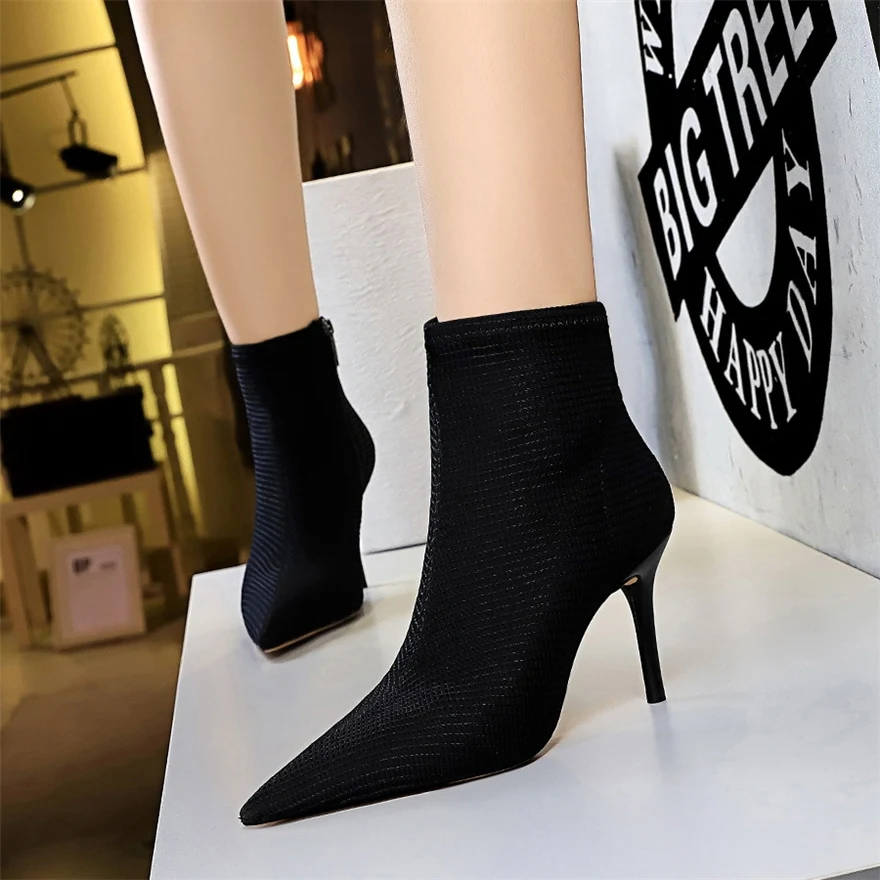 Sexy Sock Boots Knitting Stretch 8cm Party High Heels For Women Fashion