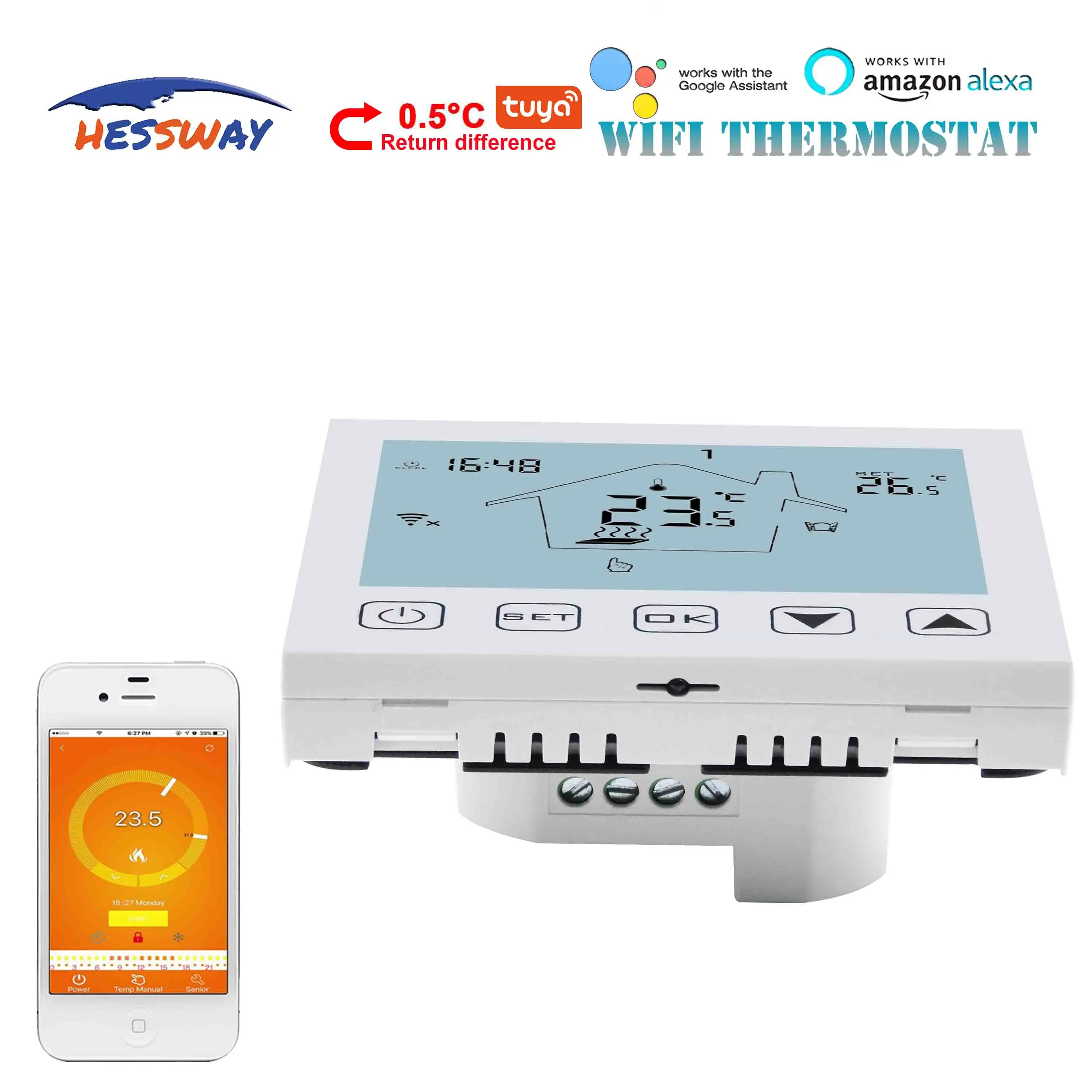 Терморегулятор HESSWAY 3а TUYA для холодильника Wi Fi термостат газового бойлера 2 в 1