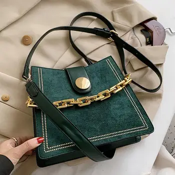 

Vintage Thick Chain Tote bag 2020 Fashion High-quality Matte PU Leather Women's Designer Handbag Travel Shoulder Messenger Bag