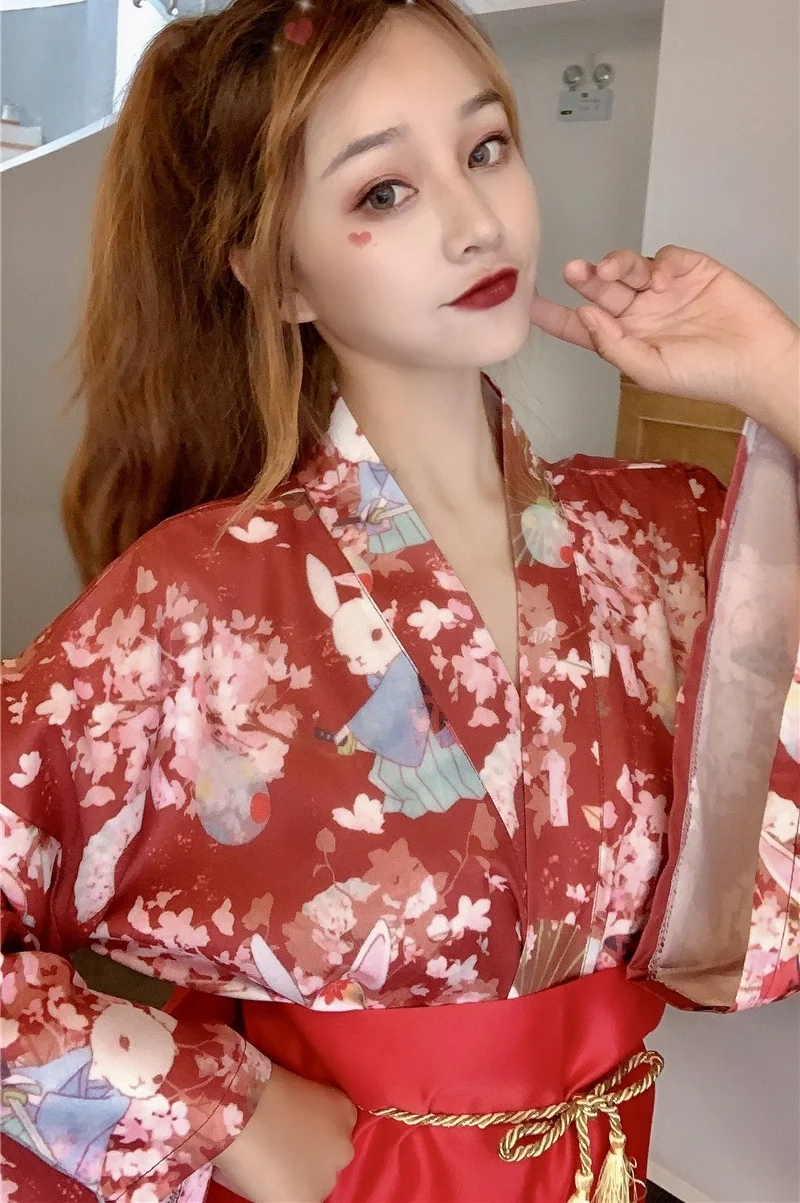 Японское традиционное кимоно юката женский костюм кимоно гейши Платье женское японское кимоно юката Obi японский косплей FF2261