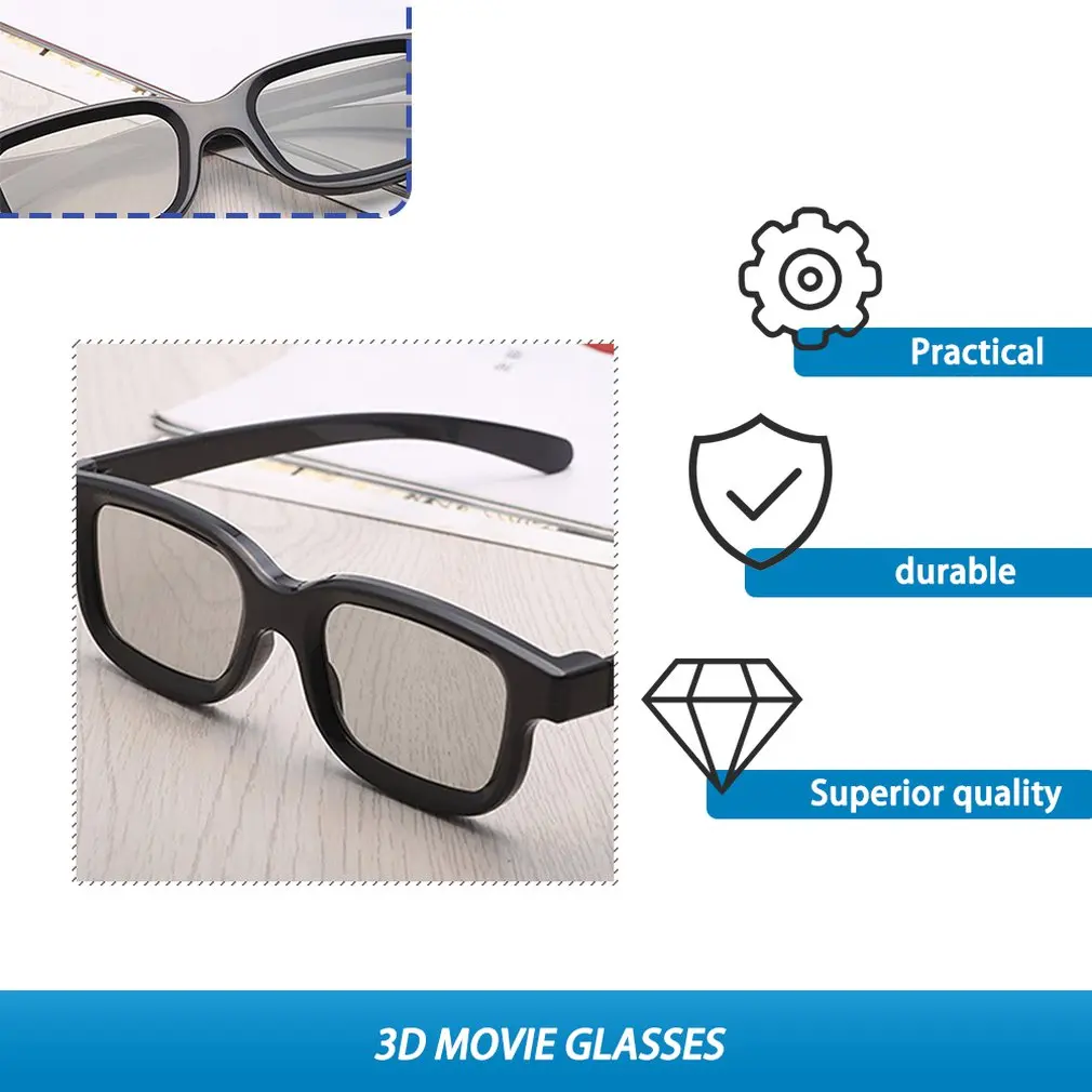 Universal Passive Circular 3D Polarized Movie Glasses Unisex ABS Frame Stereo Not Flash For 3D TV Cinemas