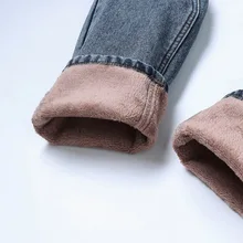 Зимние теплые джинсы, женские мешковатые джинсы с высокой талией, джинсы для мам, Синие Серые укороченные свободные штаны, женские винтажные Джинсы бойфренда, брюки