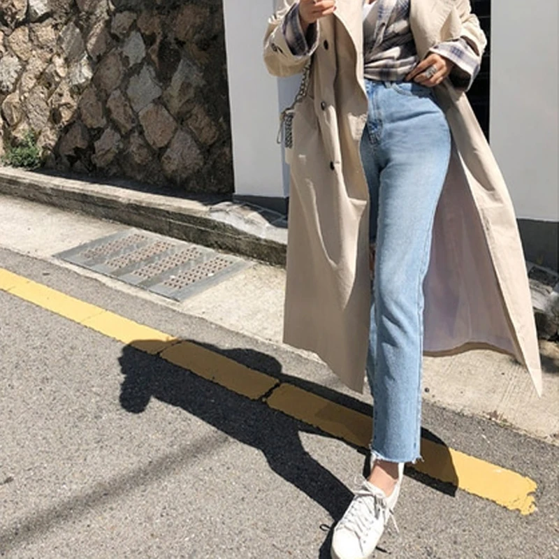 Vintage Bleached Mid Waist Women Jeans Streetwear Loose Straight Boyfriend Jeans Stretchable Ripped Hole Jeans for Women