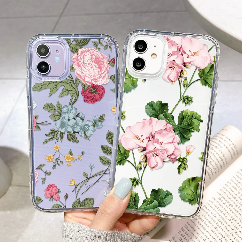 Case For Iphone 12 Pro Max Cases Silicone Funda Iphone 11 Pro 13 Mini XR X Xs Max 7 8 Plus Capa iphone11 Pro Flora Phone Covers