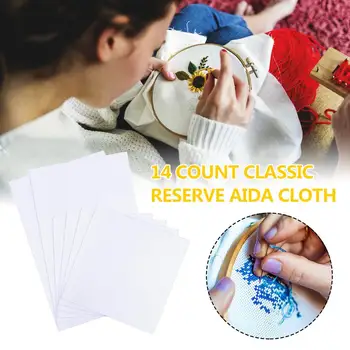 

6PCS 14 Count Cross Stitch Fabric Cotton Handmade White Cloth Classic Pure Cotton Natural Cloth For Embroidery Supplies