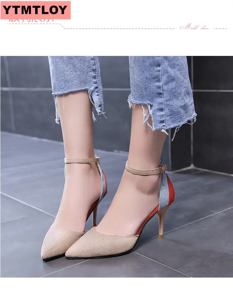 

High-heeled women's fine with 2019 new summer Korean version of the thin single shoes female shallow mouth sandals women's shoes