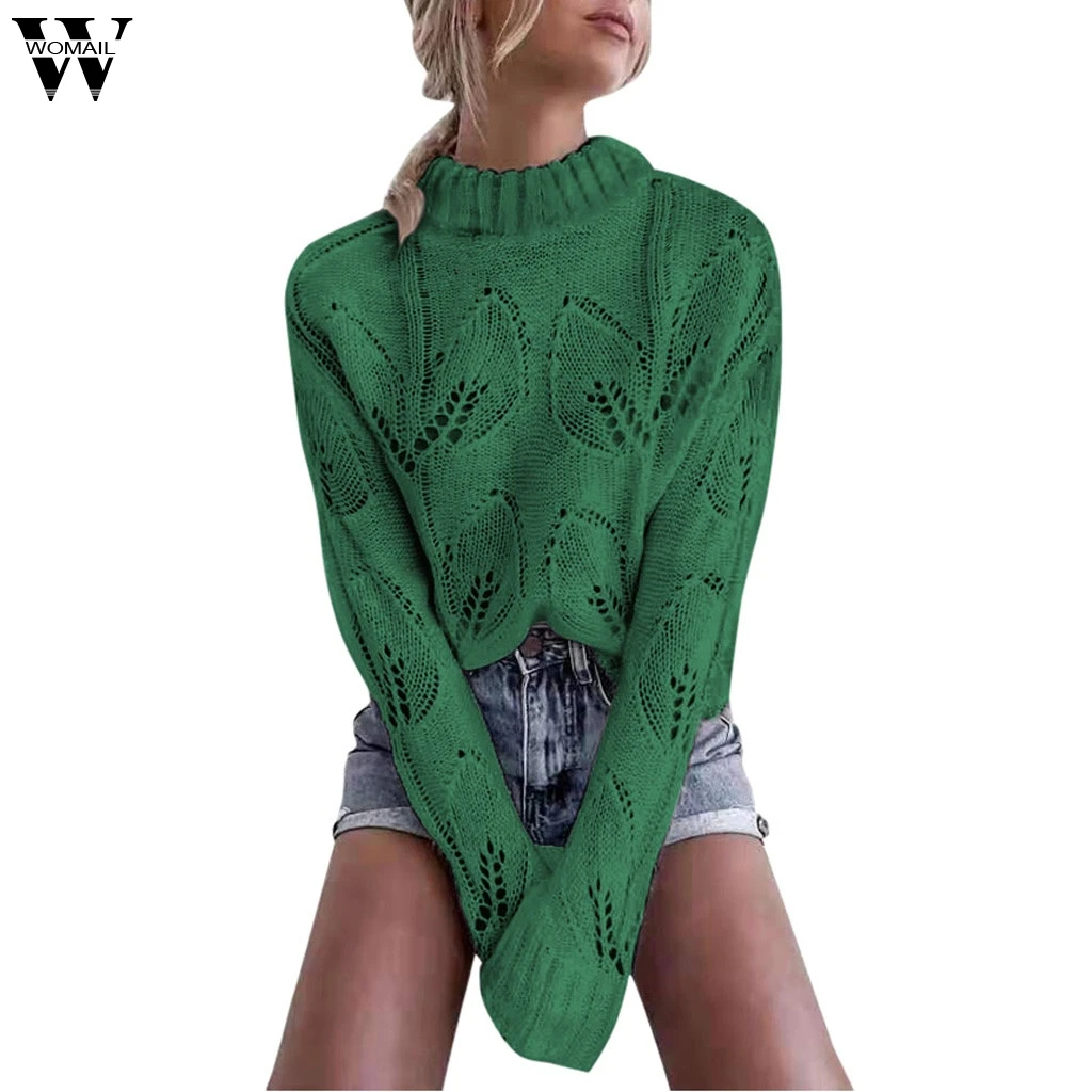 Женский свитер, Женский Повседневный однотонный вязаный свитер с высоким воротом, осенне-зимний пуловер с длинным рукавом, свитер, вязаная одежда, S-XXL
