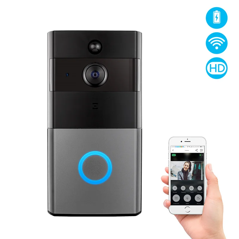 Smart WiFi Video Doorbell with Two-Way Video Intercom PIR Motion Detect House Security Remote Baby Care Video Monitoring