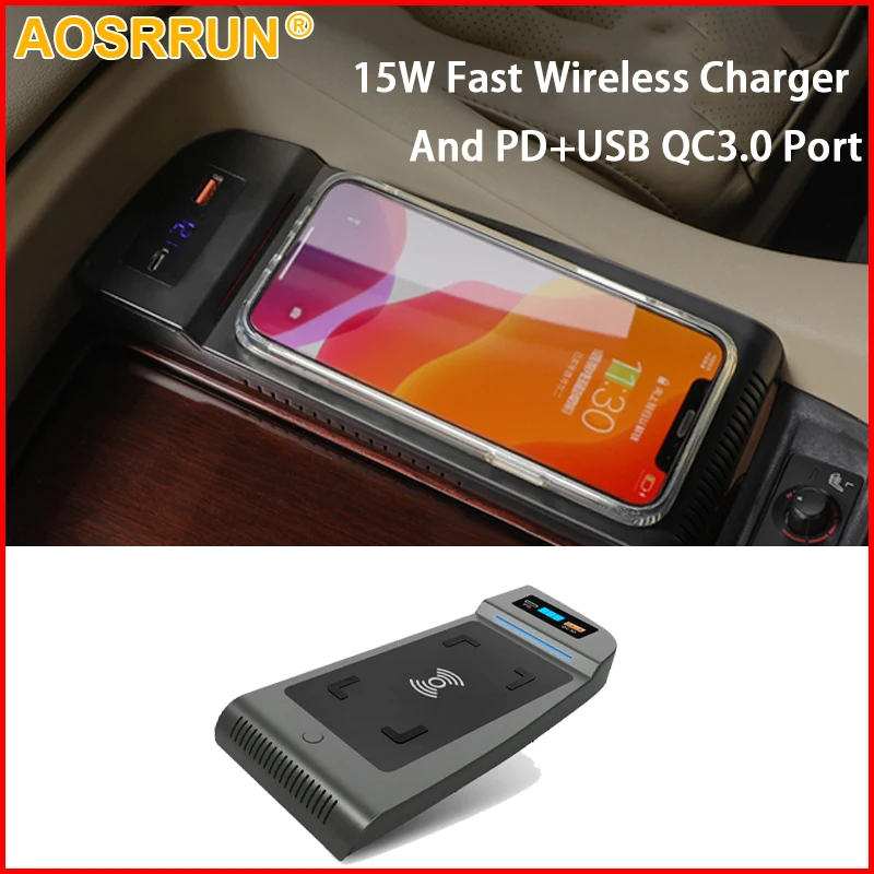 Car Qi Wireless Charger Fast Phone Charging Pad For Toyota Alphard 