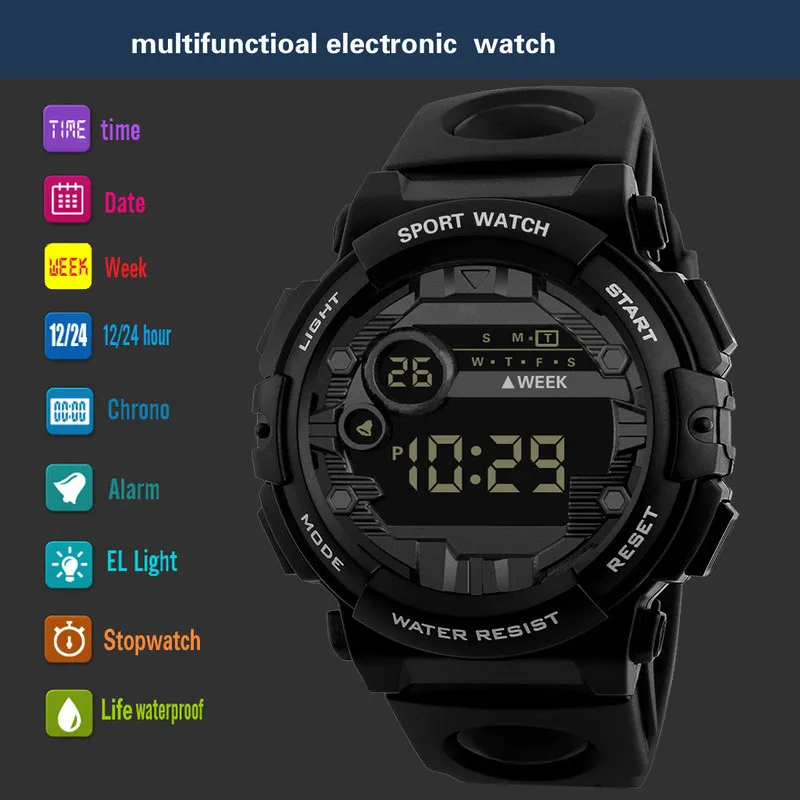 

2019 Hot Luxury Mens Digital LED Watch Date Sport Men Outdoor Electronic Watch Quartz Watch Outdoor Hiking Sport Best Gift