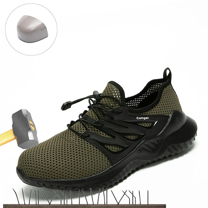 

2019 New Safety Work Shoes Boots For Men Male Protective Steel Toe Cap Boots Anti-Smashing Construction Safety Work Sneakers