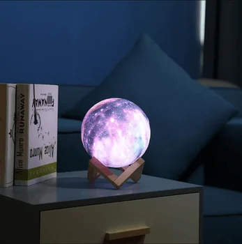

Moon Lamp Colorful Change Touch Home Decor Creative Gift Usb Led Night Light Galaxy Lamp 6 Colors remote control 3D Print Star