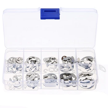 

120Pcs Stainless Steel E-Type Retaining Ring E-Clip Circlip Assortment Kit Split Washer E-Type Circlips E-Clip Open Split Washer