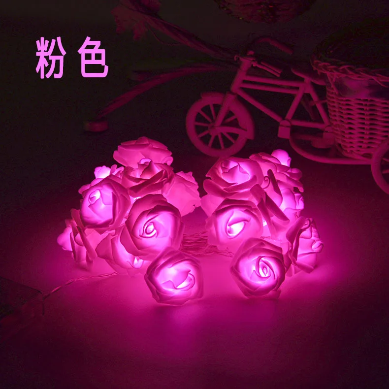 

LED Christmas Lamp Rose Lighting Chain Color Lighting Chain Battery Christmas Lights Artificial Rose Wedding Marriage House Deco