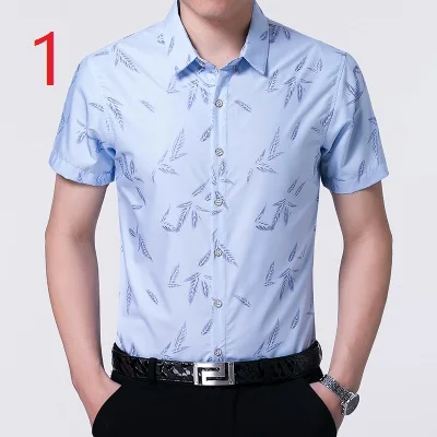 

Men's short-sleeved shirt men's mercerized cotton summer casual Slim shirt trend thin section summer half-sleeved shirt